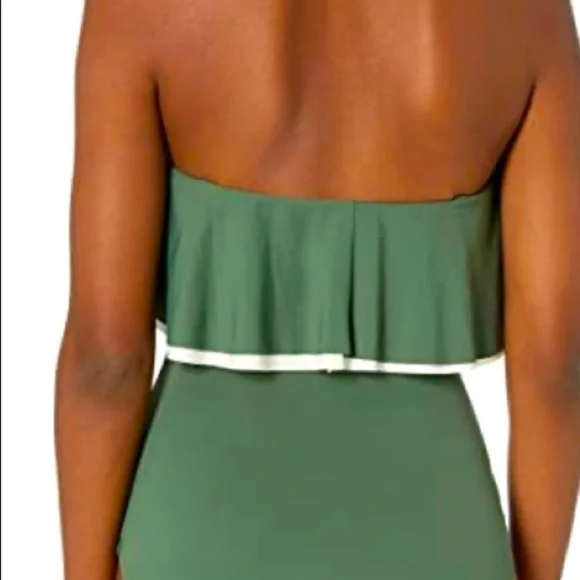 COCO Reef Agape Ruffle Bandeau Olive Swimsuit - Picture 6 of 10